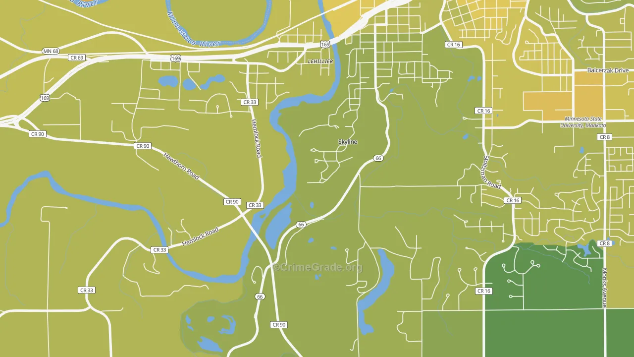 Skyline, MN Map of Vehicle Theft Rates