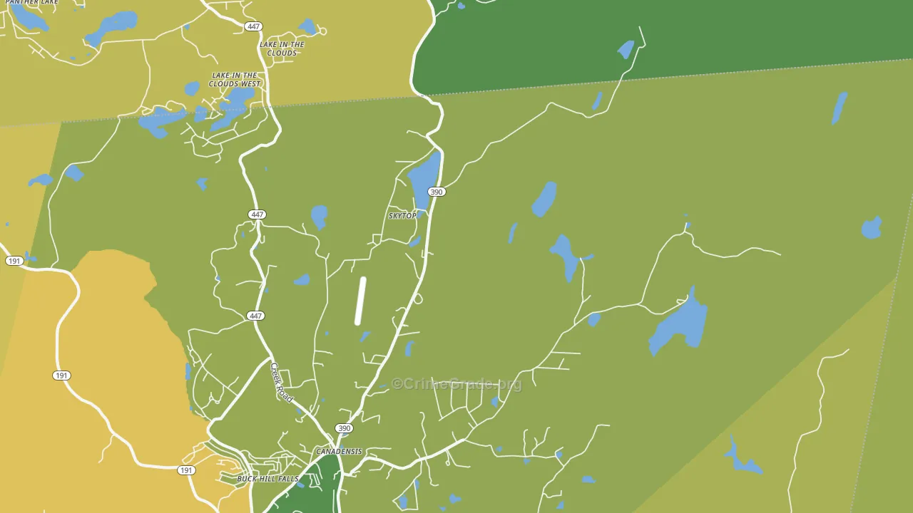 Skytop, PA Map of Vehicle Theft Rates