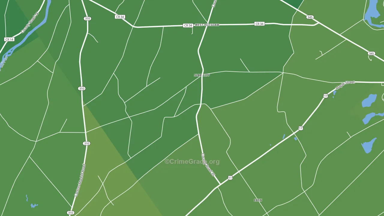 Slab City, NY Map of Vehicle Theft Rates