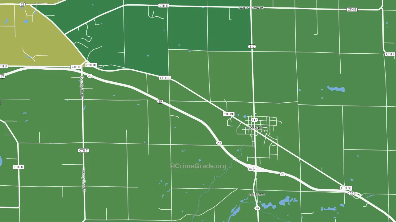 Slab City, WI Map of Vehicle Theft Rates