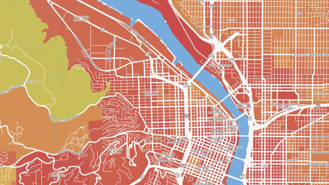 Slabtown, Portland, OR Map of Vehicle Theft Rates