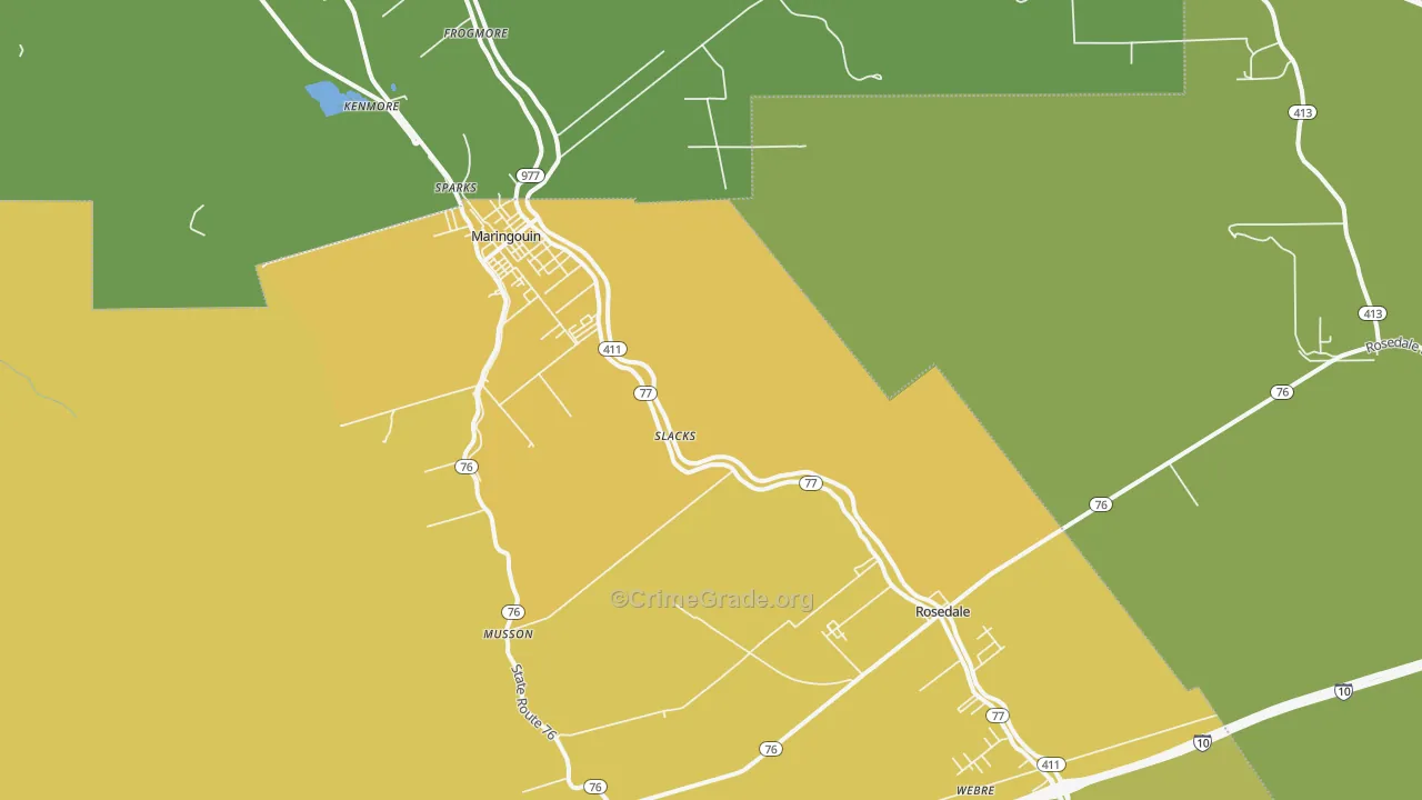 Slacks, LA Map of Vehicle Theft Rates
