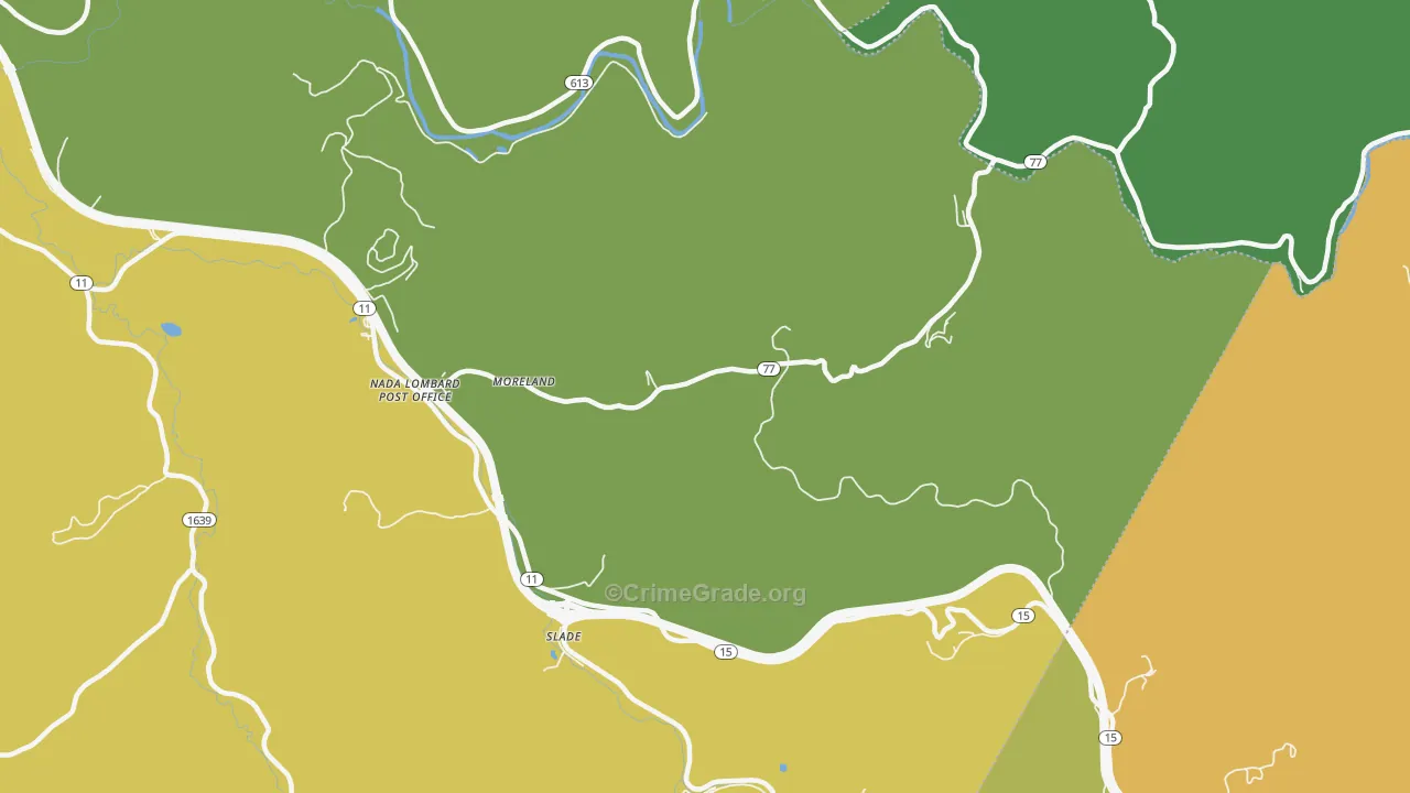 Slade, KY Map of Vehicle Theft Rates