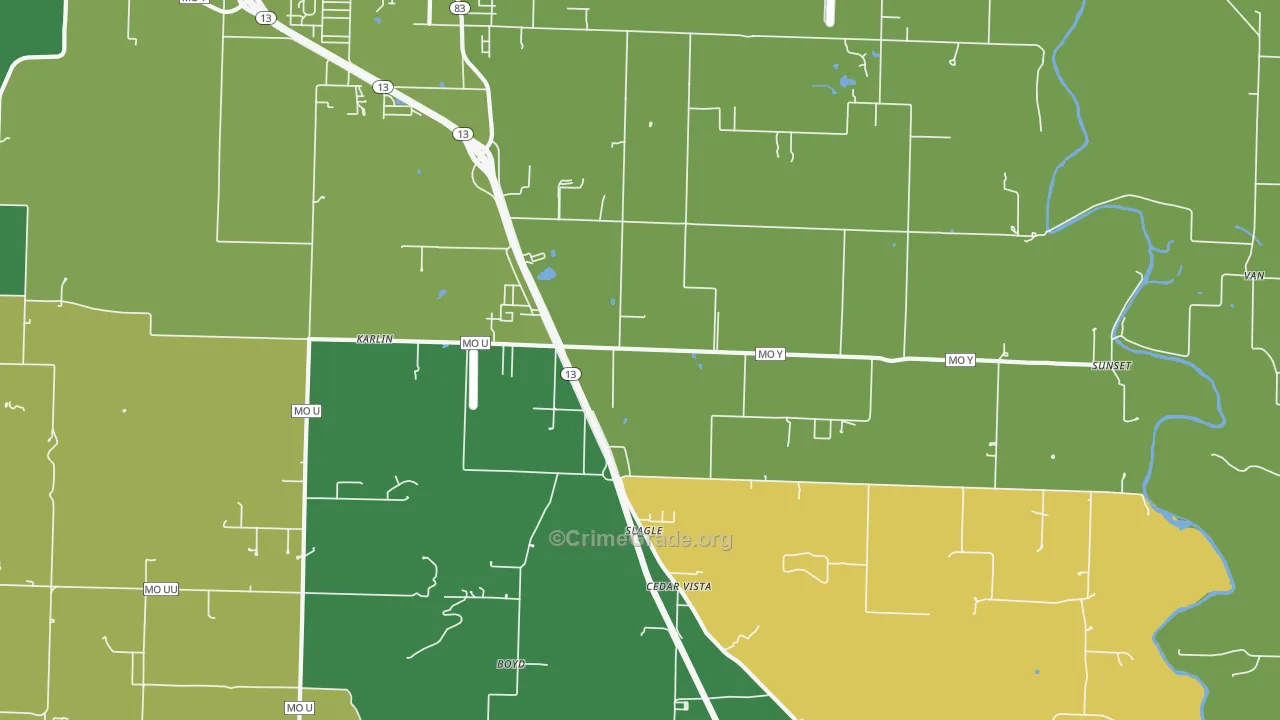 Slagle, MO Map of Vehicle Theft Rates