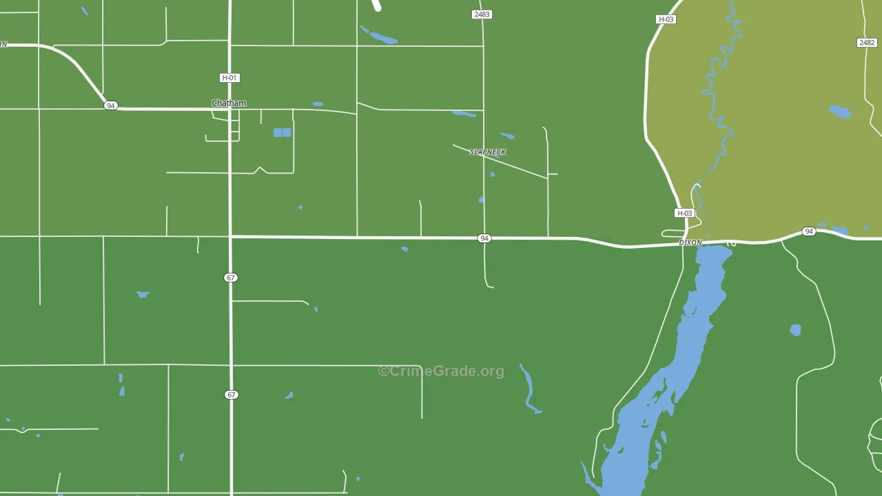 Slapneck, MI Map of Vehicle Theft Rates
