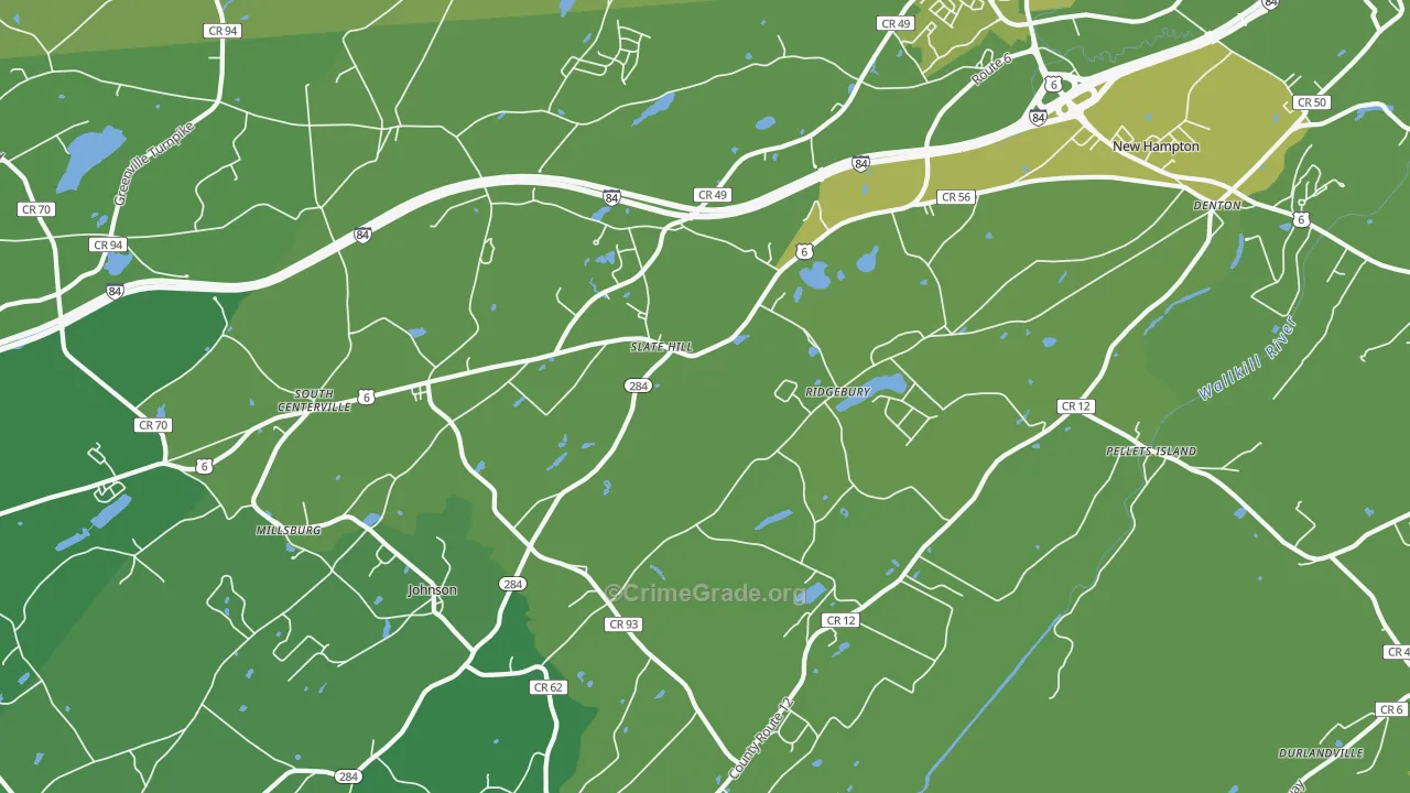Slate Hill, NY Map of Vehicle Theft Rates