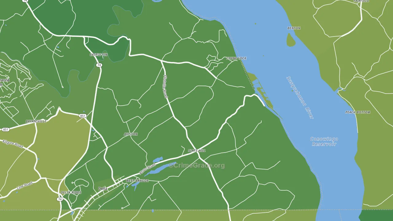 Slate Hill, PA Map of Vehicle Theft Rates