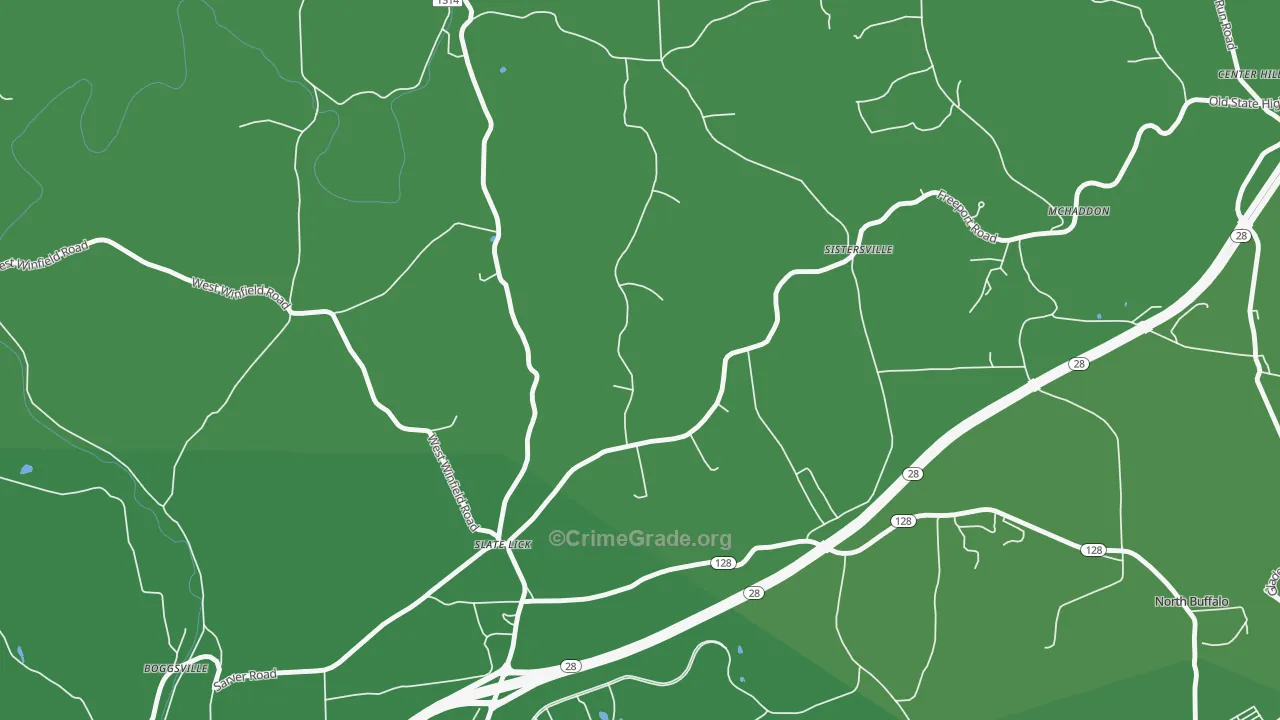Slate Lick, PA Map of Vehicle Theft Rates