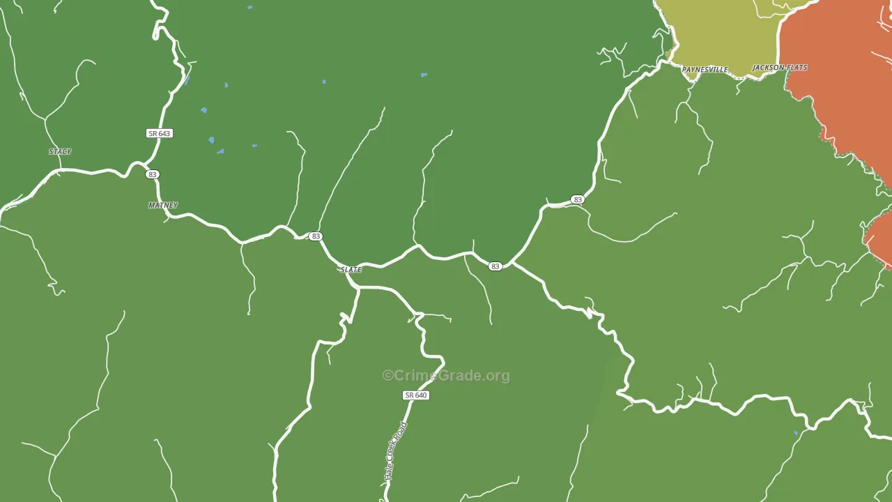 Slate, VA Map of Vehicle Theft Rates
