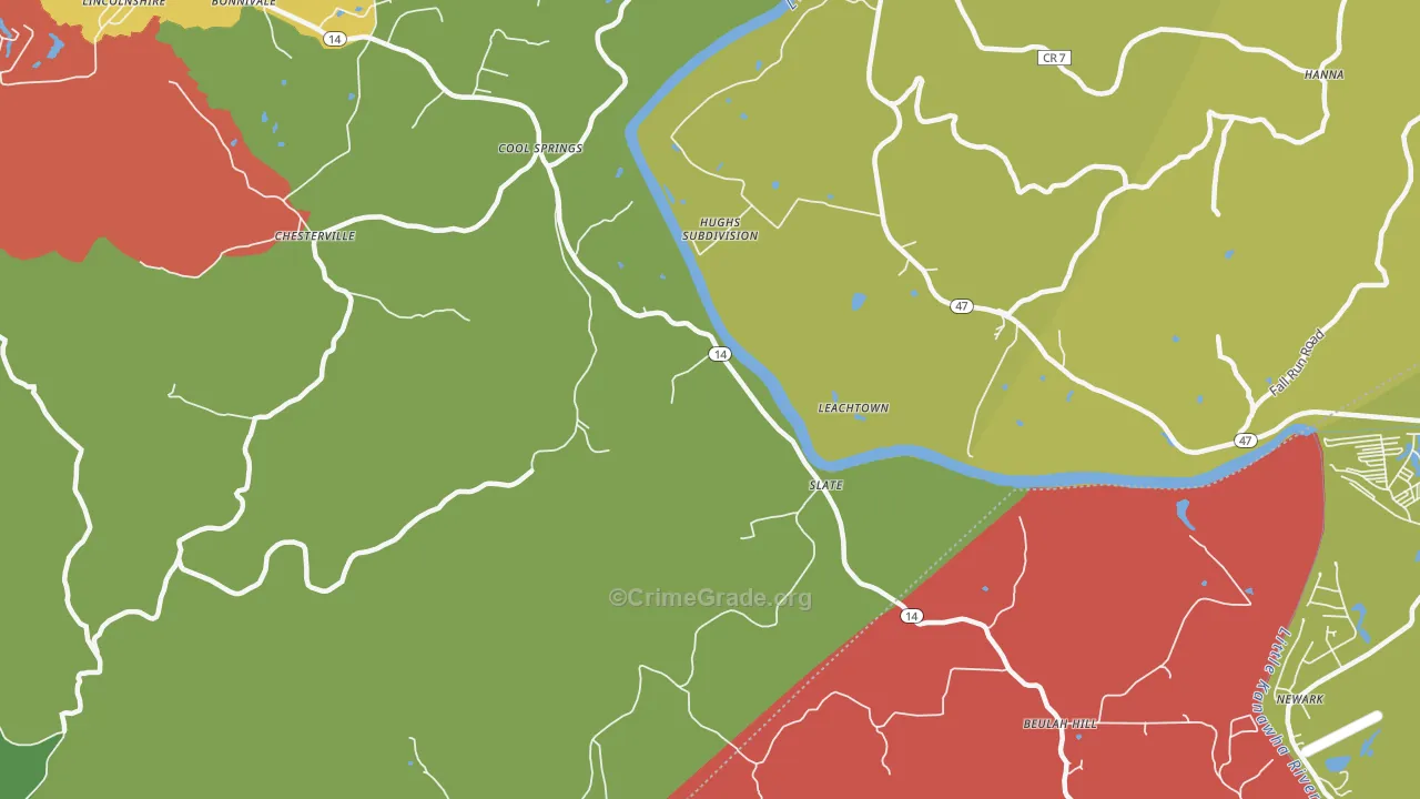 Slate, WV Map of Vehicle Theft Rates