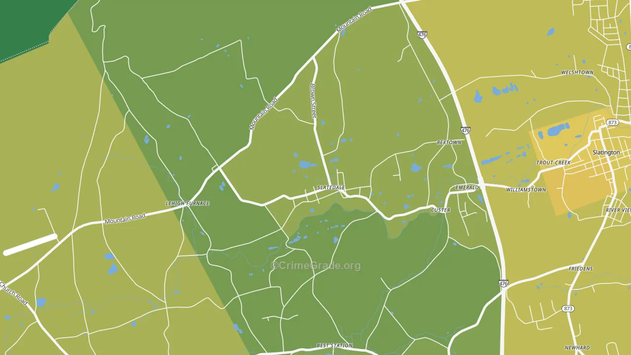 Slatedale, PA Map of Vehicle Theft Rates