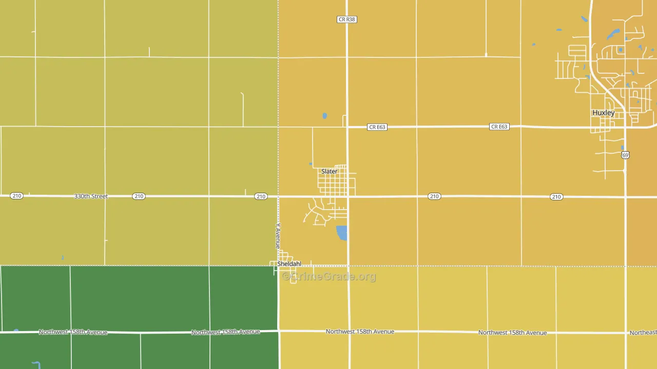 Slater, IA Map of Vehicle Theft Rates