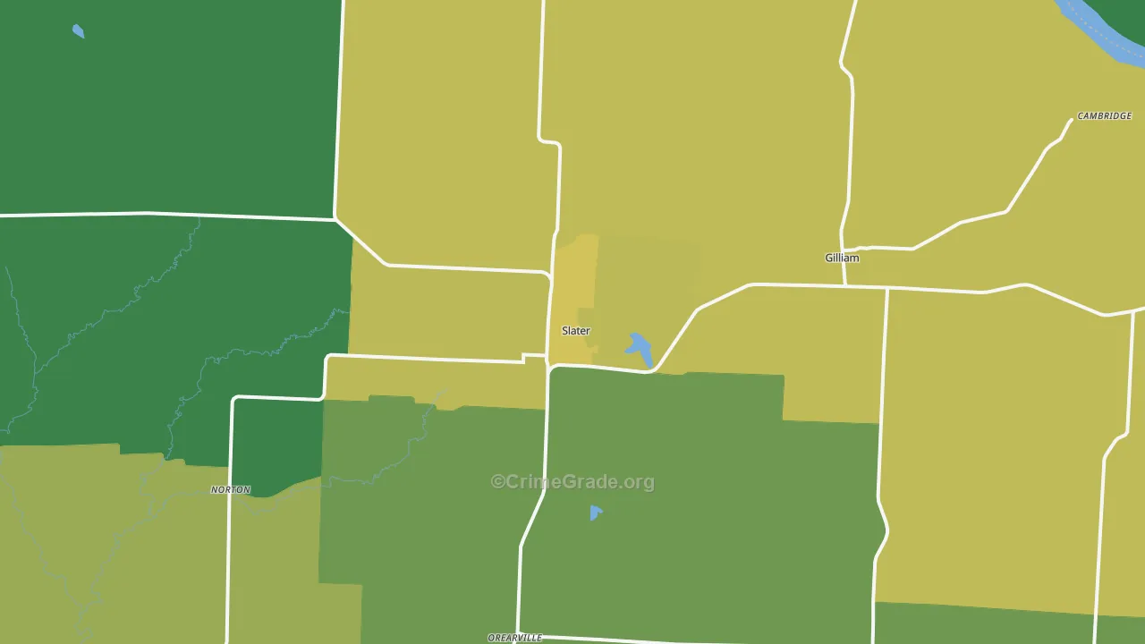 Slater, MO Map of Vehicle Theft Rates
