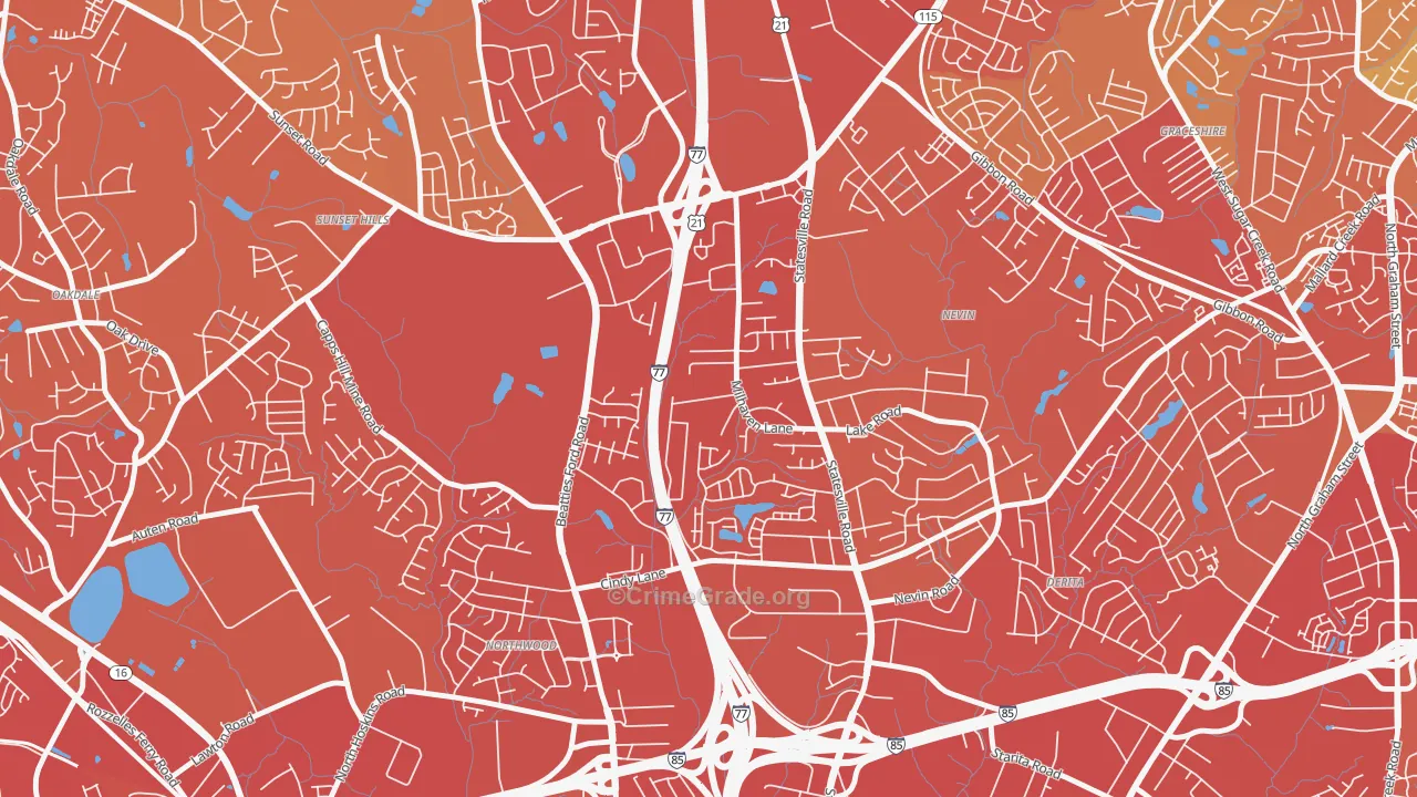 Slater Park, Charlotte, NC Map of Vehicle Theft Rates