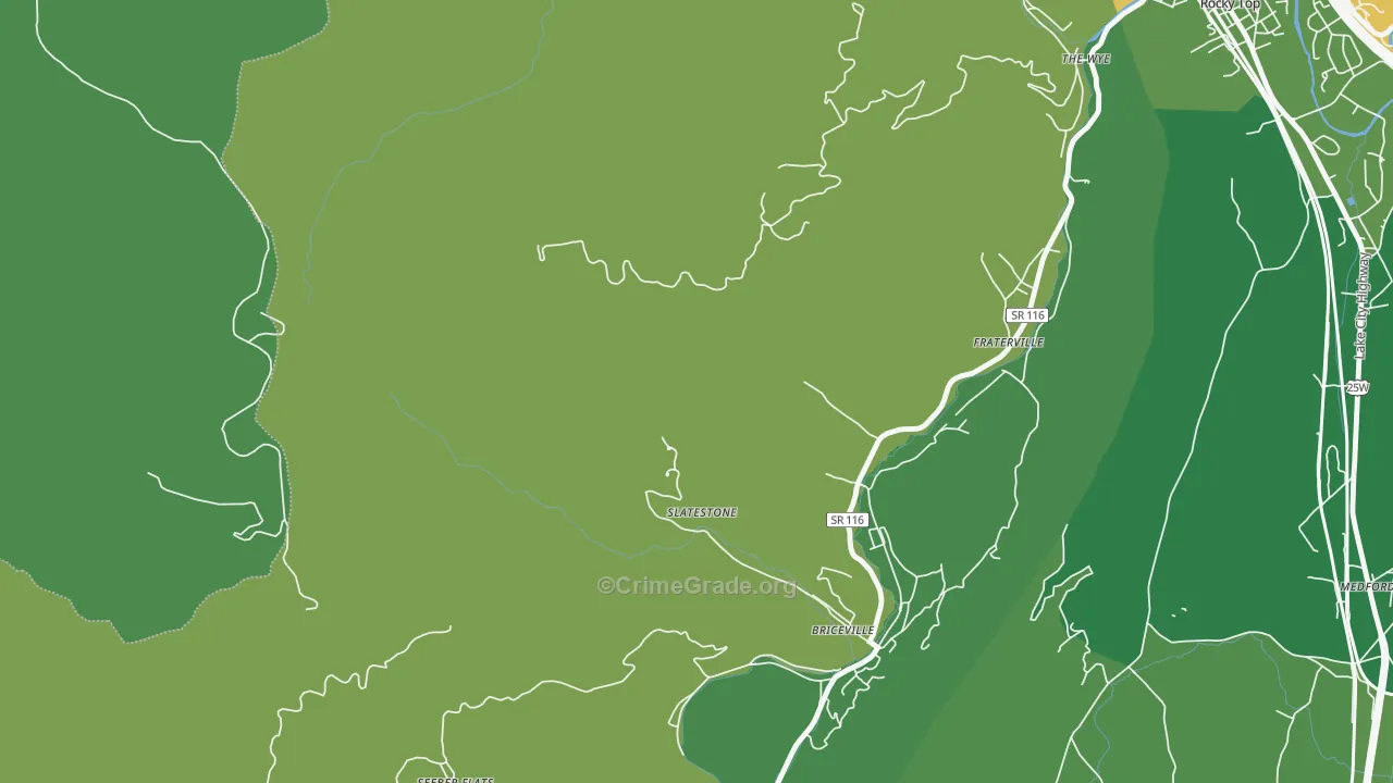 Slatestone, TN Map of Vehicle Theft Rates