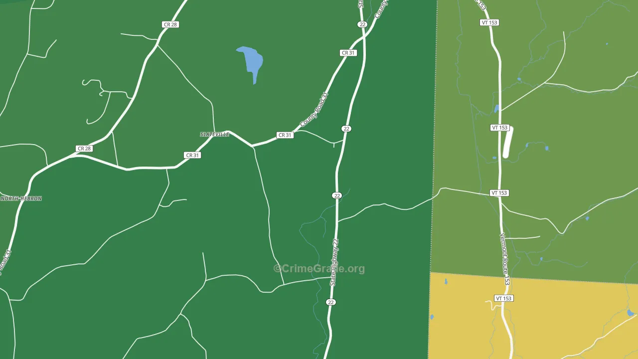 Slateville, NY Map of Vehicle Theft Rates