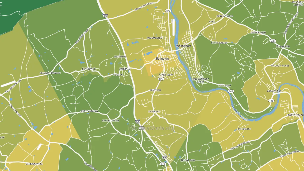 Slatington, PA Map of Vehicle Theft Rates