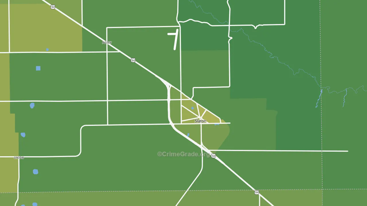 Slaton, TX Map of Vehicle Theft Rates