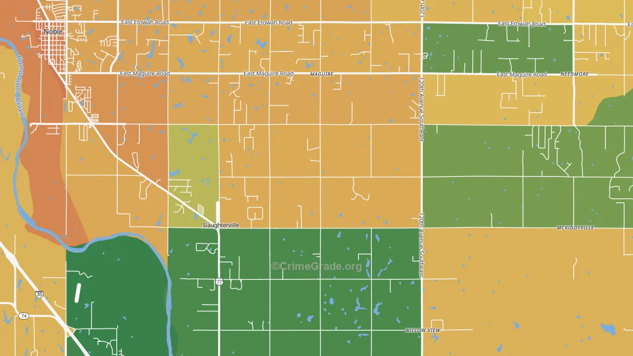 Slaughterville, OK Map of Vehicle Theft Rates