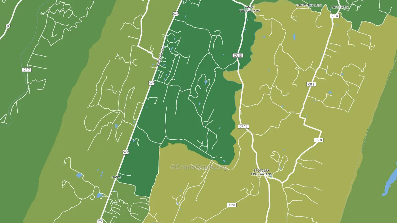 Sleepy Creek, WV Map of Vehicle Theft Rates