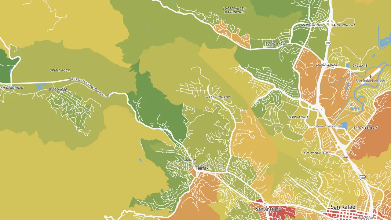 Sleepy Hollow, CA Map of Vehicle Theft Rates