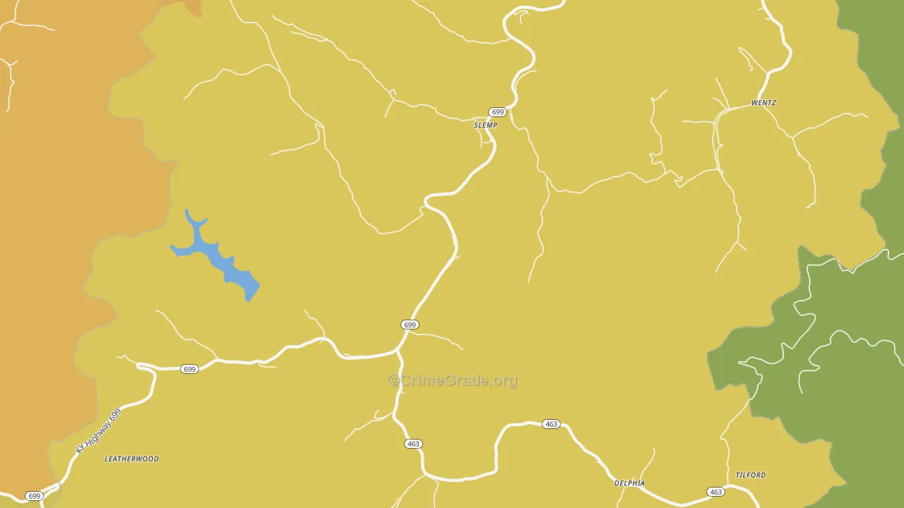 Slemp, KY Map of Vehicle Theft Rates