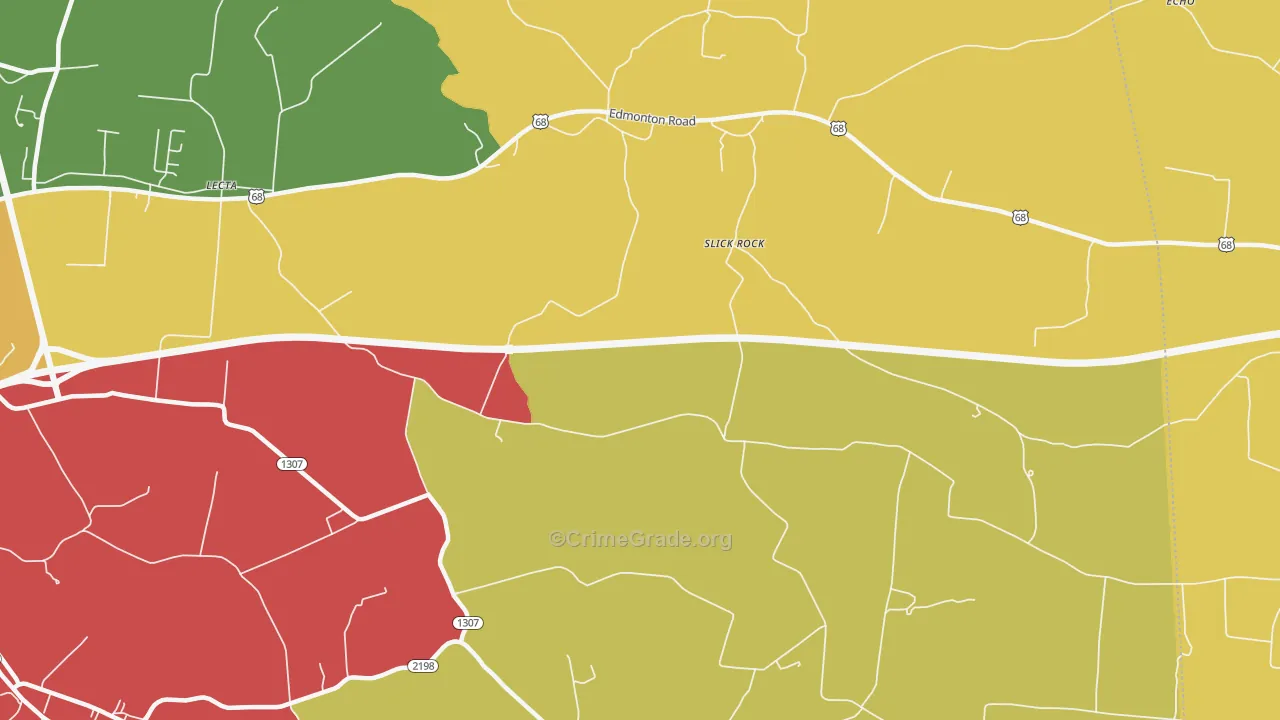 Slick Rock, KY Map of Vehicle Theft Rates