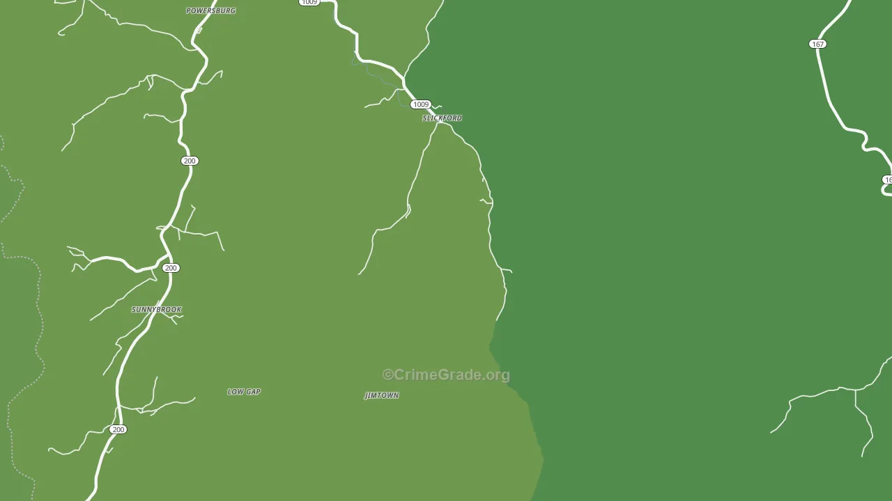 Slickford, KY Map of Vehicle Theft Rates