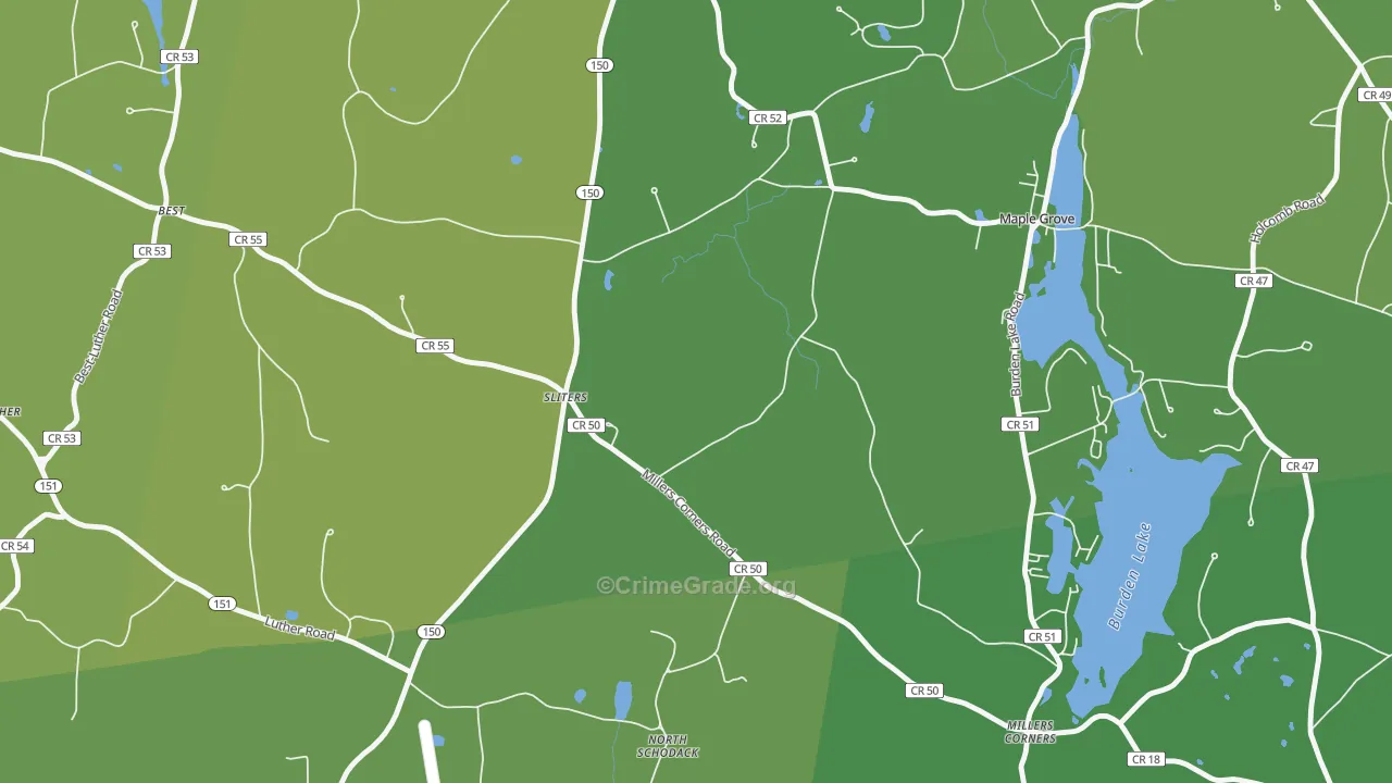 Sliters, NY Map of Vehicle Theft Rates
