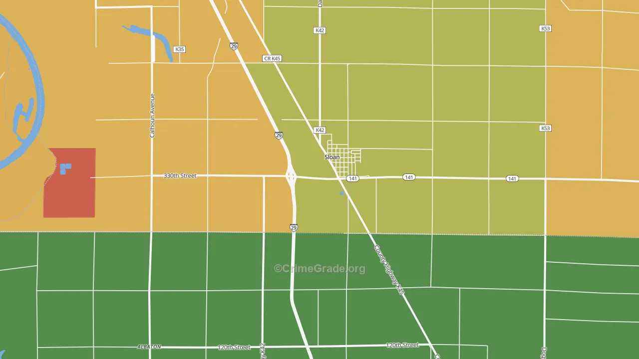 Sloan, IA Map of Vehicle Theft Rates