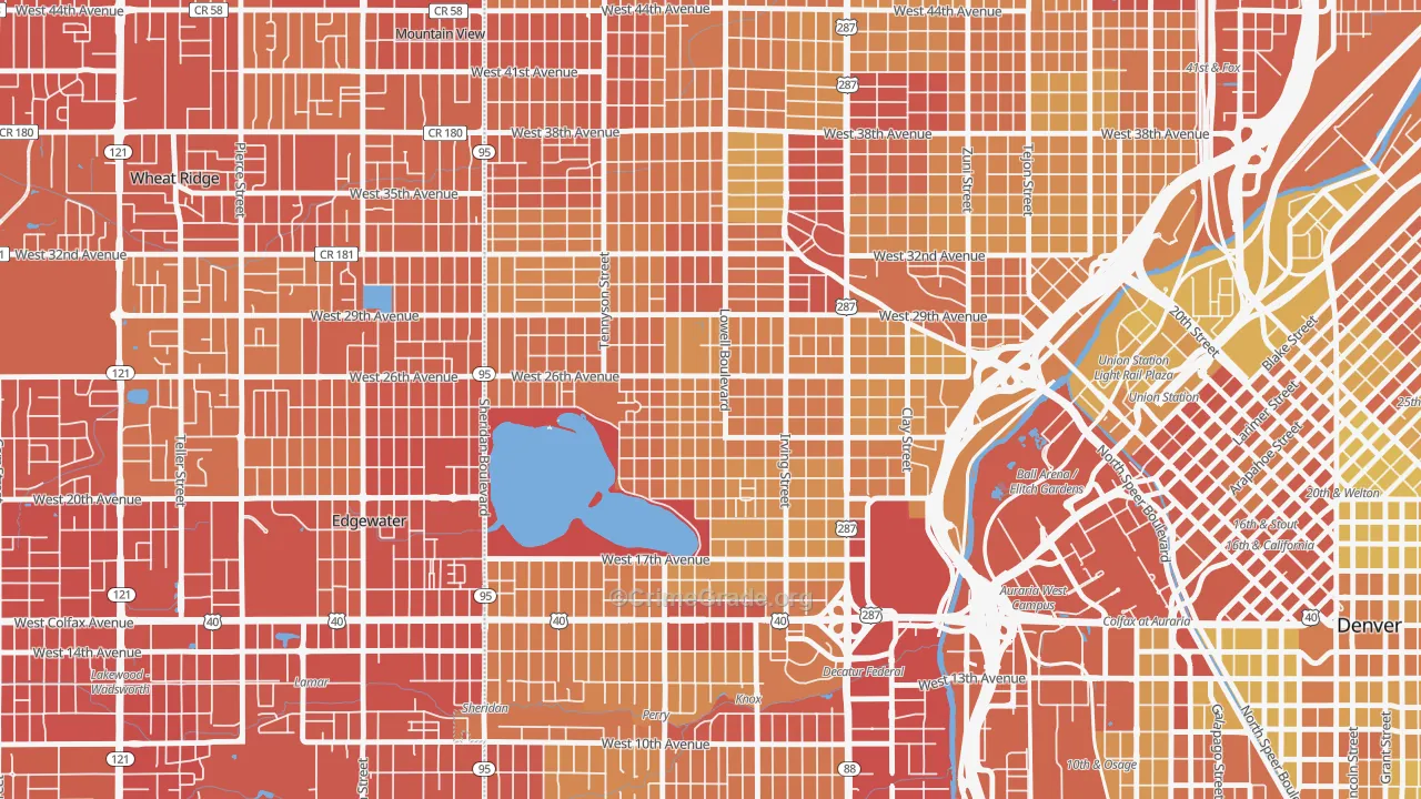 Sloan Lake, Denver, CO Map of Vehicle Theft Rates