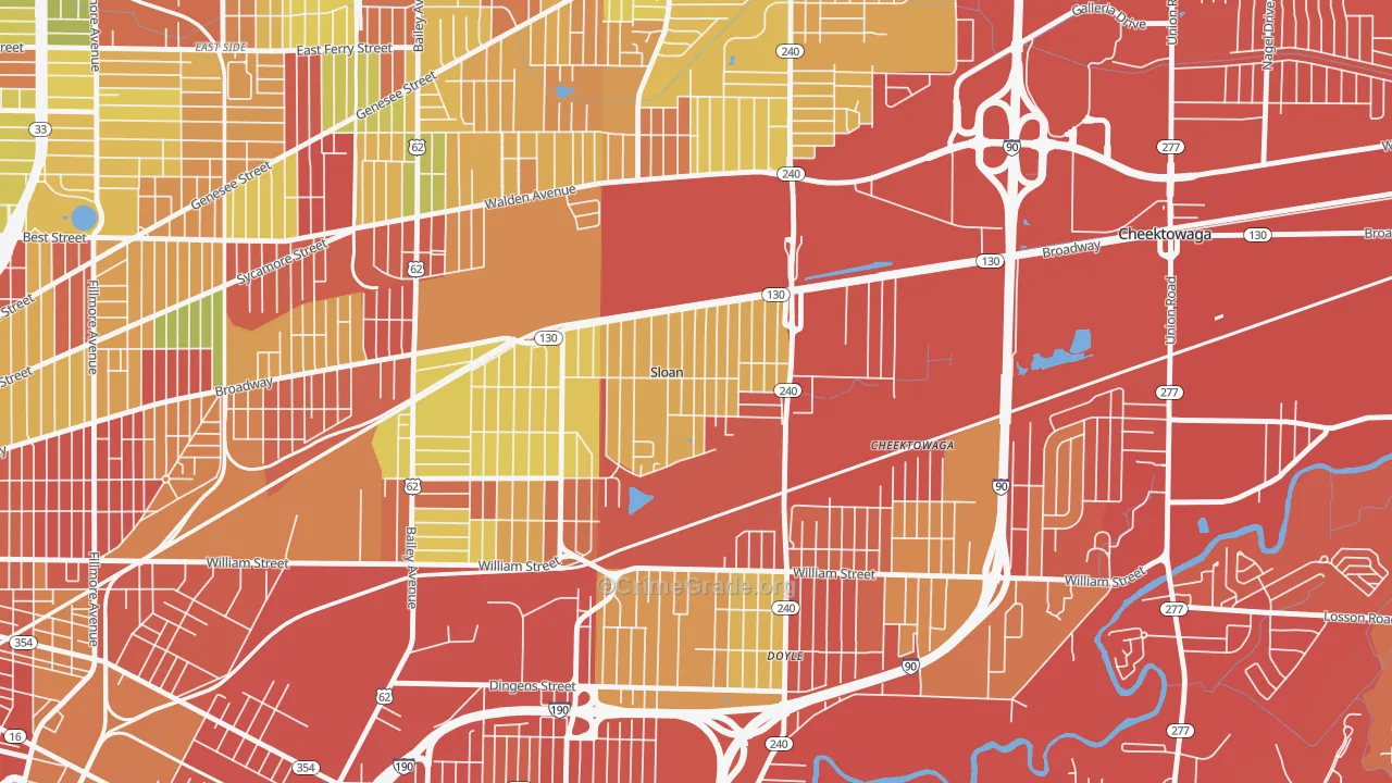 Sloan, NY Map of Vehicle Theft Rates