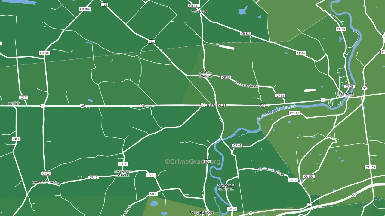 Sloansville, NY Map of Vehicle Theft Rates