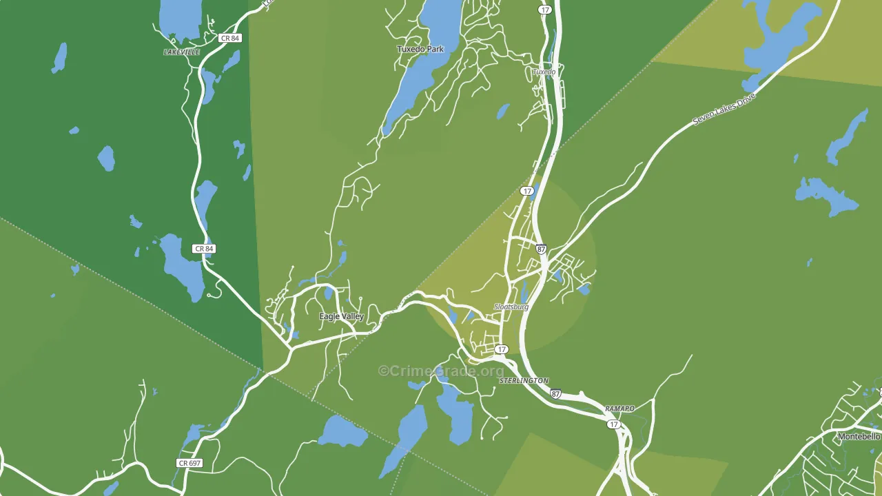 Sloatsburg, NY Map of Vehicle Theft Rates