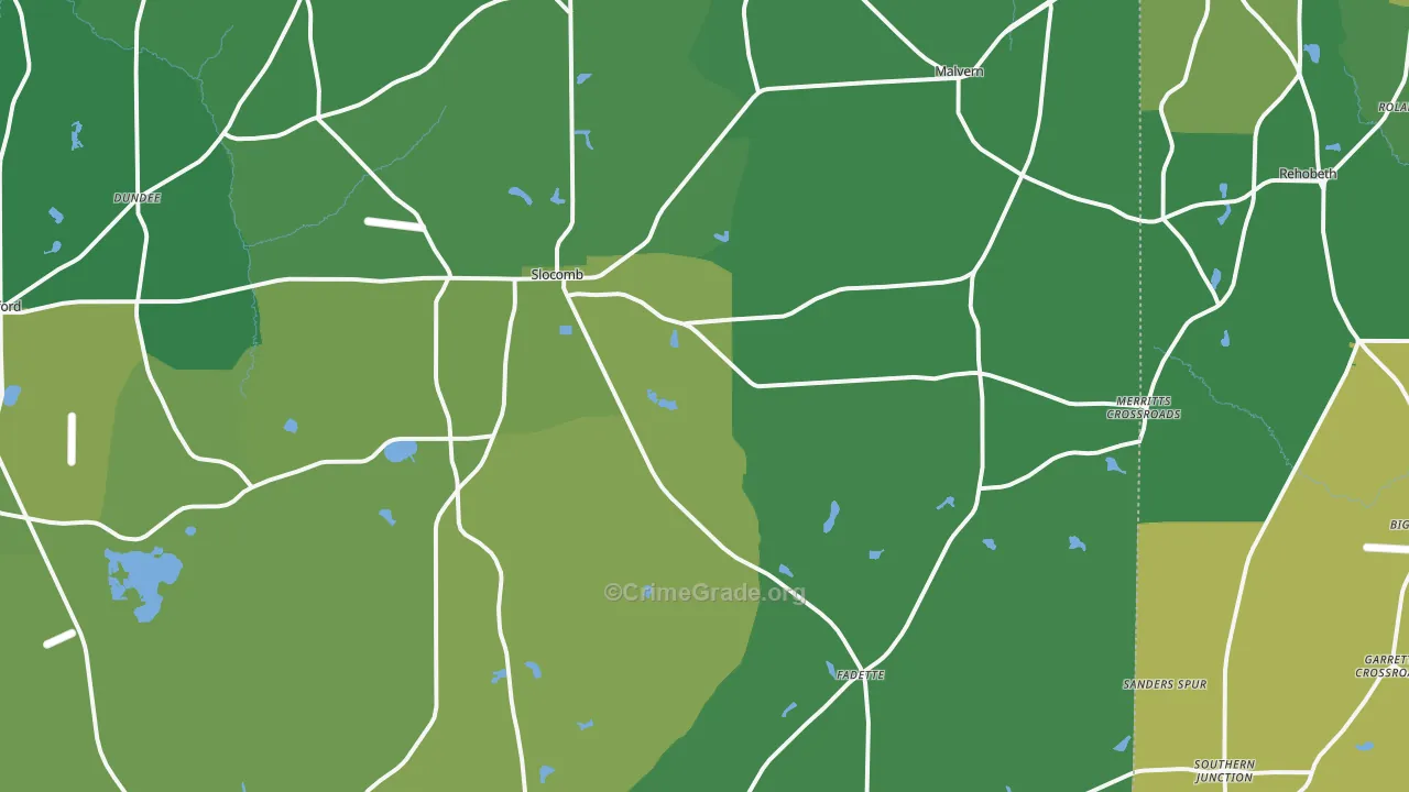 Slocomb, AL Map of Vehicle Theft Rates