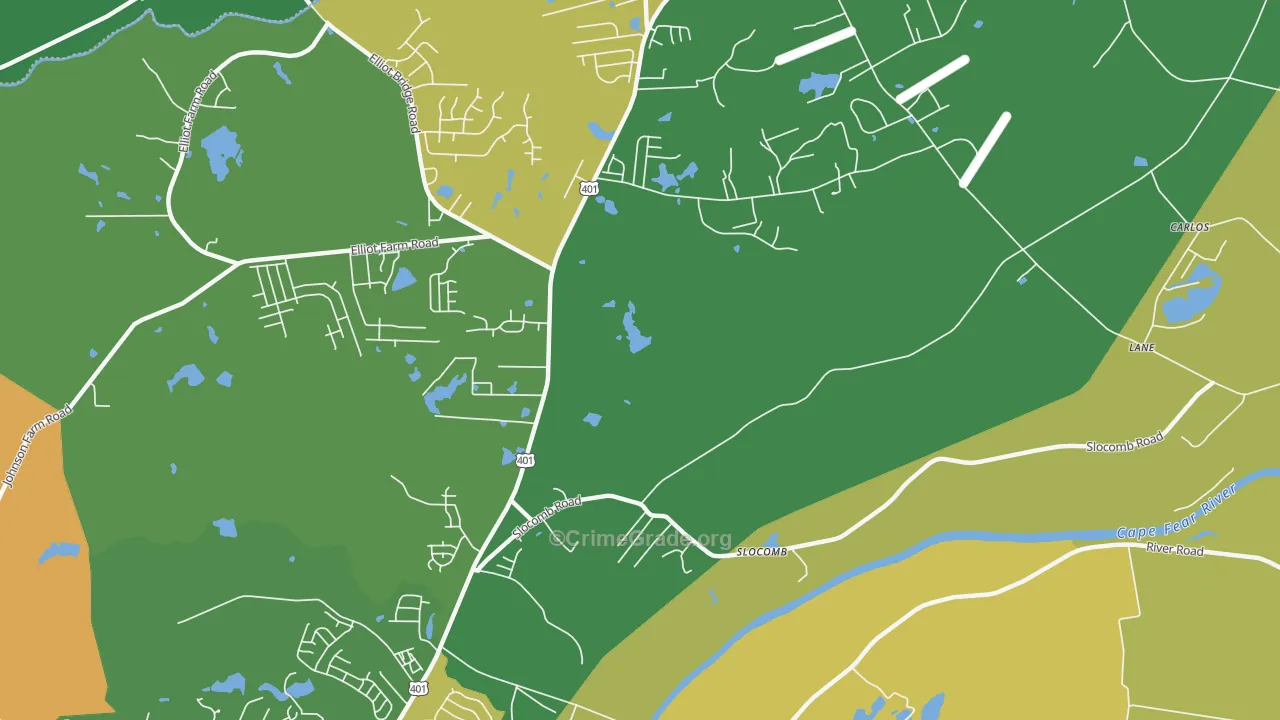Slocomb, NC Map of Vehicle Theft Rates