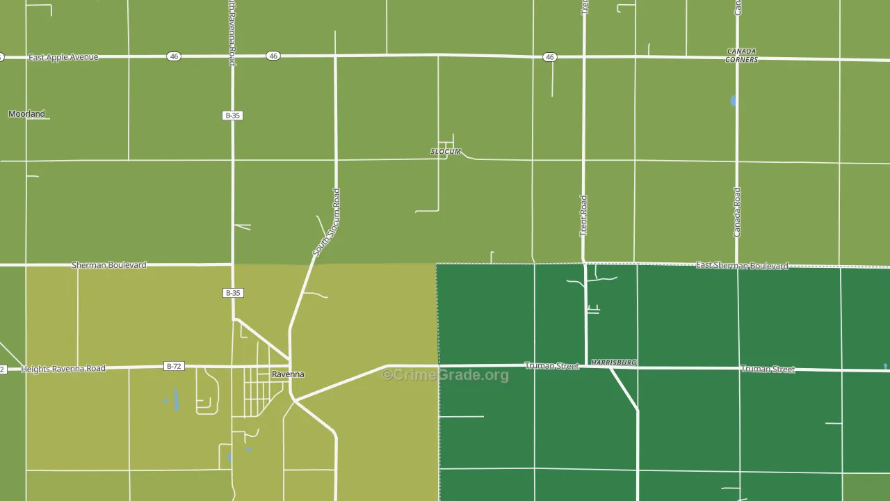 Slocum, MI Map of Vehicle Theft Rates