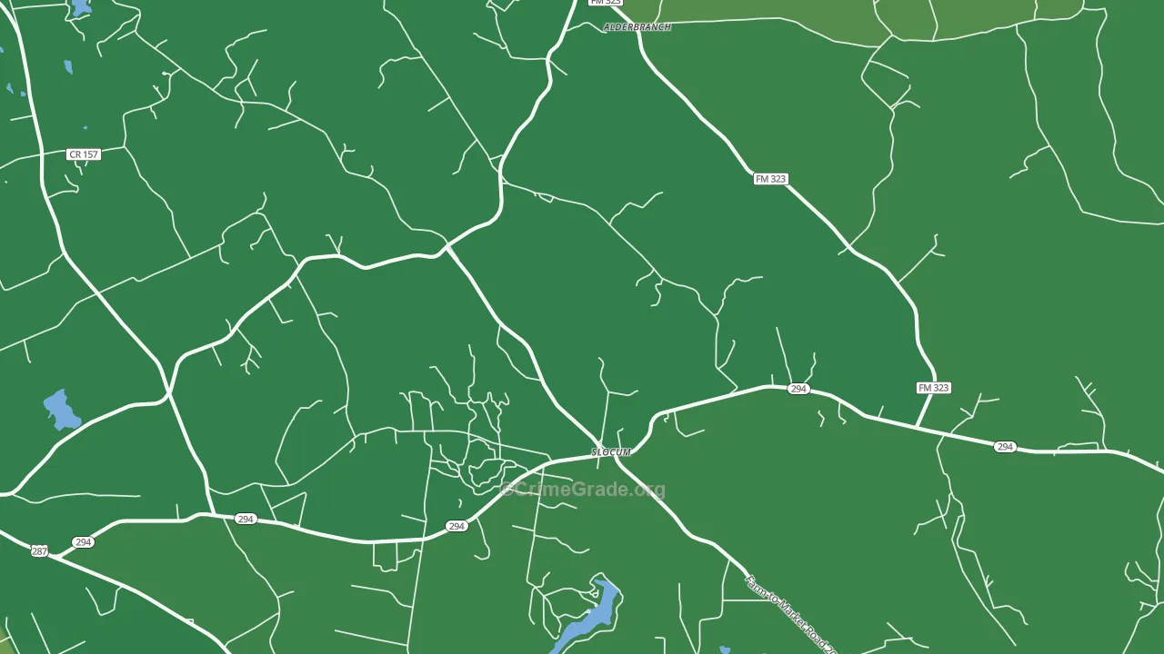 Slocum, TX Map of Vehicle Theft Rates