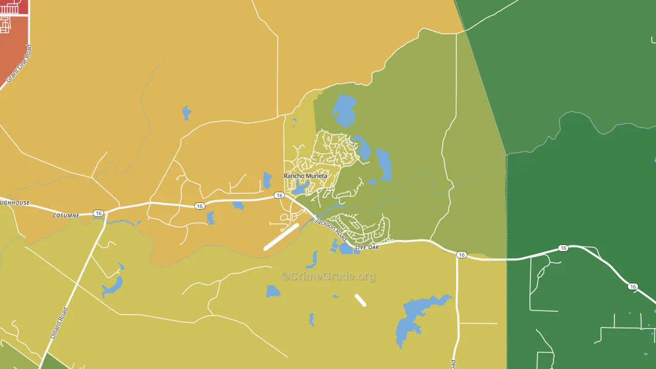 Sloughhouse, CA Map of Vehicle Theft Rates