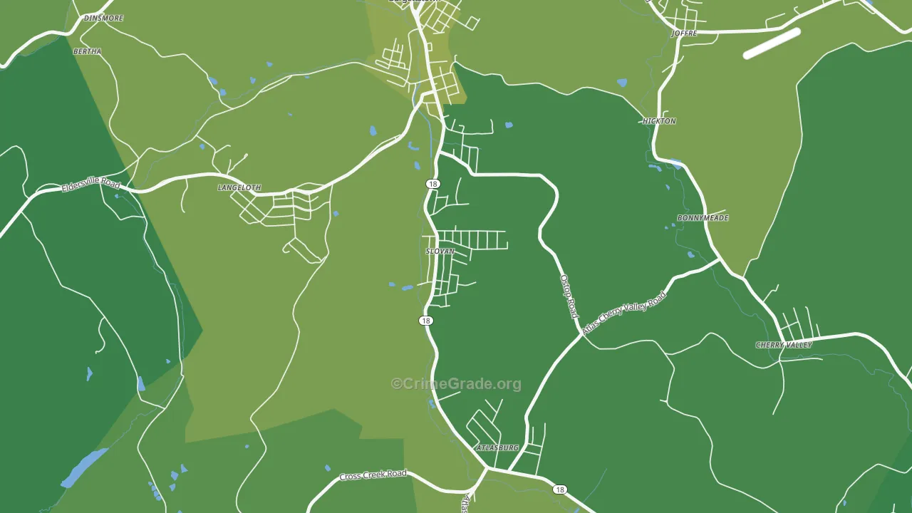 Slovan, PA Map of Vehicle Theft Rates