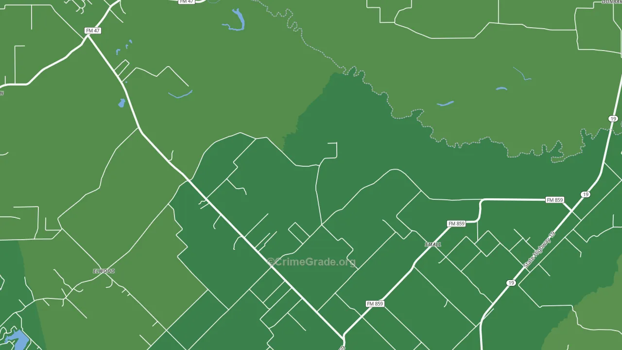 Small, TX Map of Vehicle Theft Rates