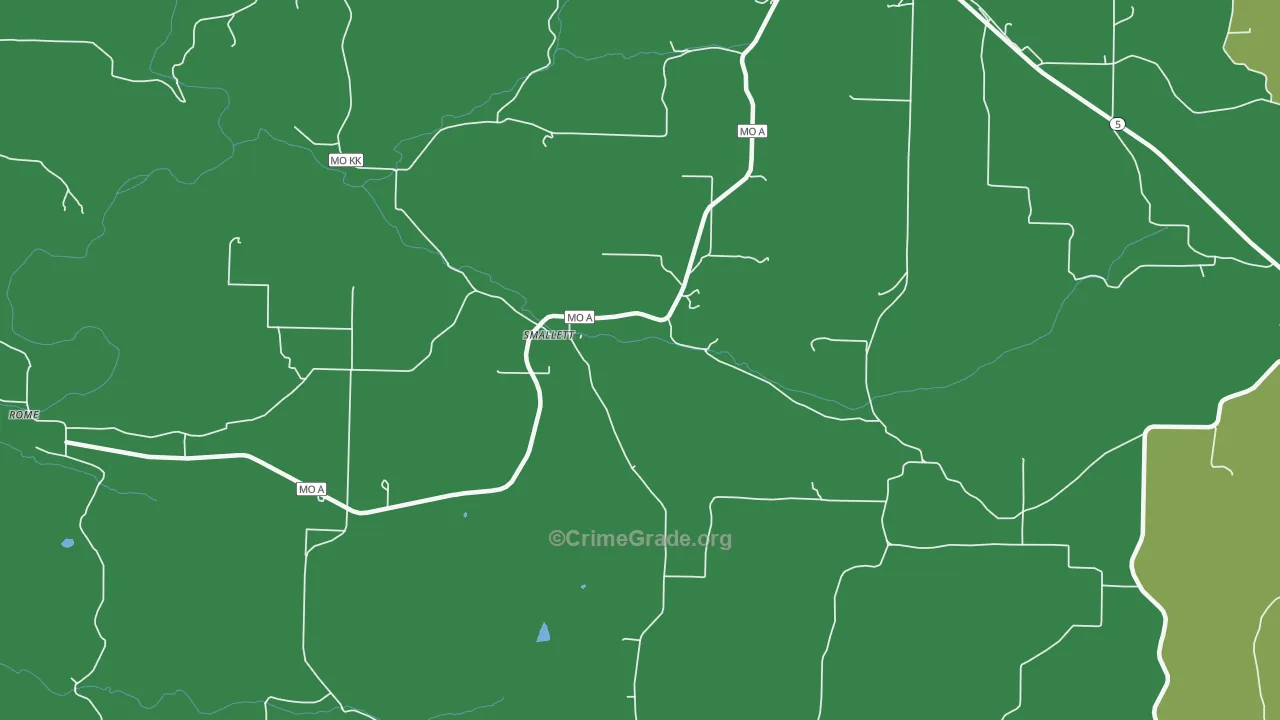Smallett, MO Map of Vehicle Theft Rates