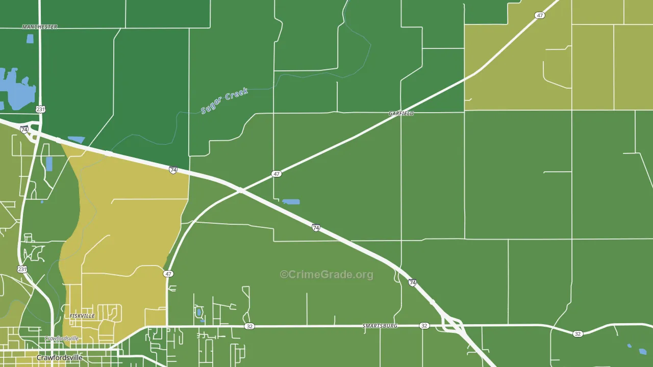 Smartsburg, IN Map of Vehicle Theft Rates