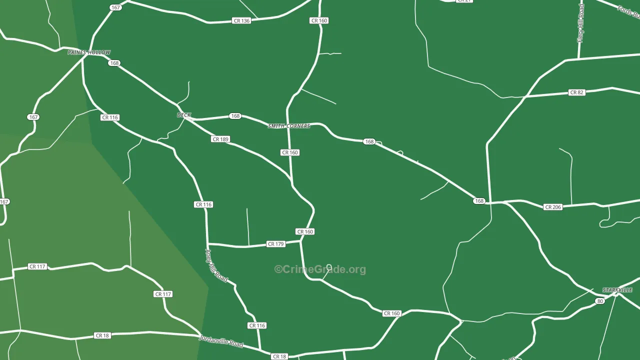 Smith Corners, NY Map of Vehicle Theft Rates