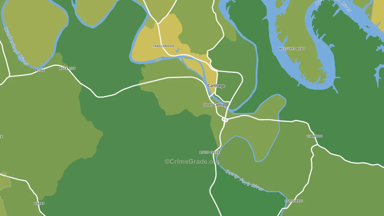 Smith County, TN Map of Vehicle Theft Rates