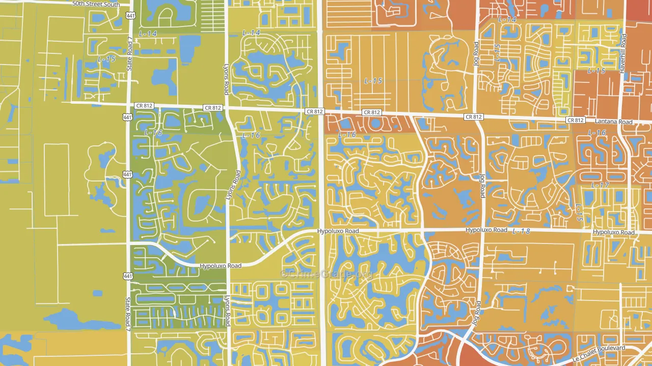 Smith Dairy West, Lake Worth, FL Map of Vehicle Theft Rates