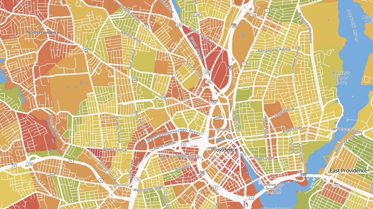 Smith Hill, Providence, RI Map of Vehicle Theft Rates