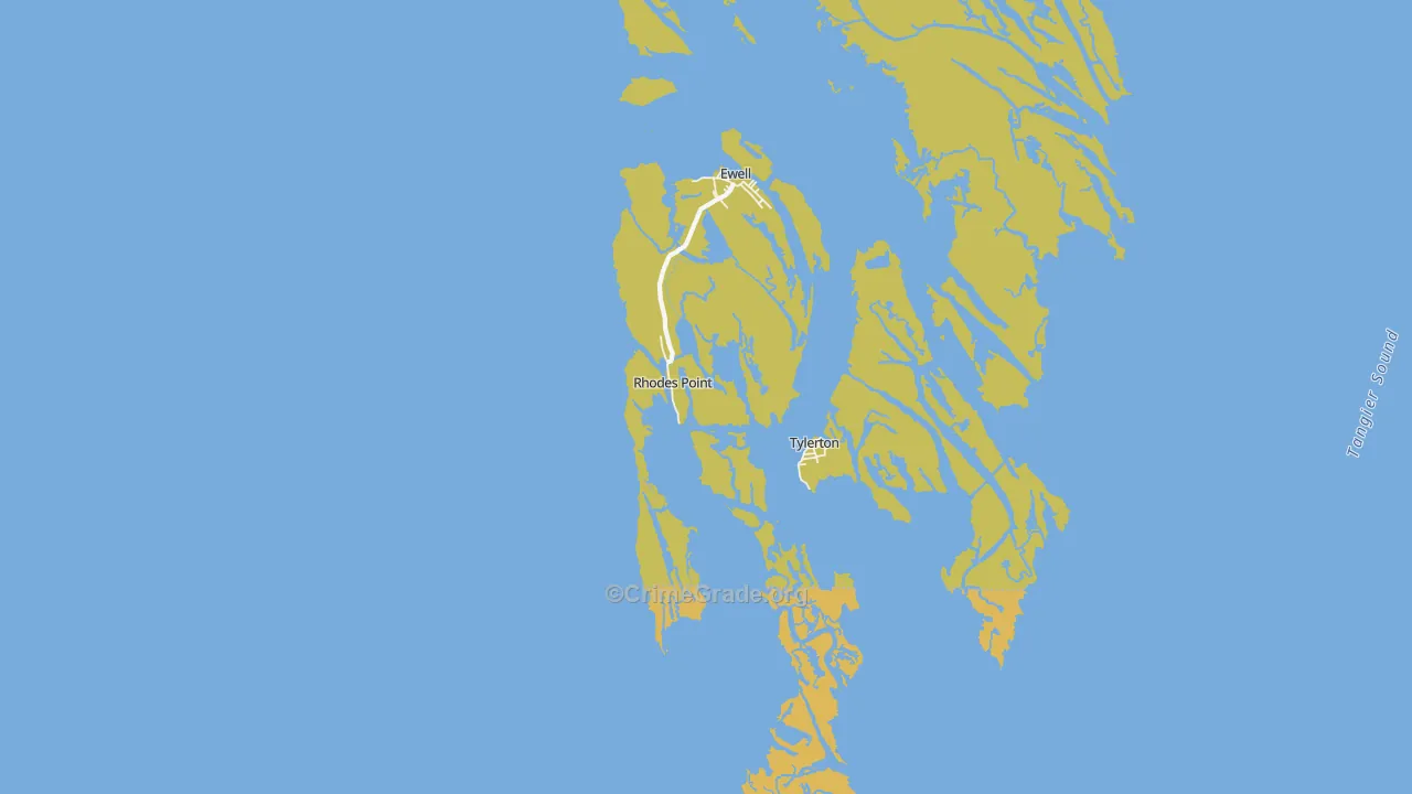 Smith Island, MD Map of Vehicle Theft Rates