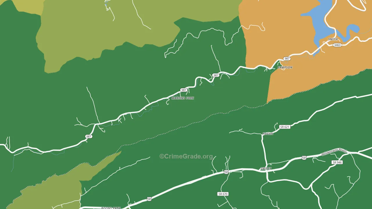 Smith, KY Map of Vehicle Theft Rates