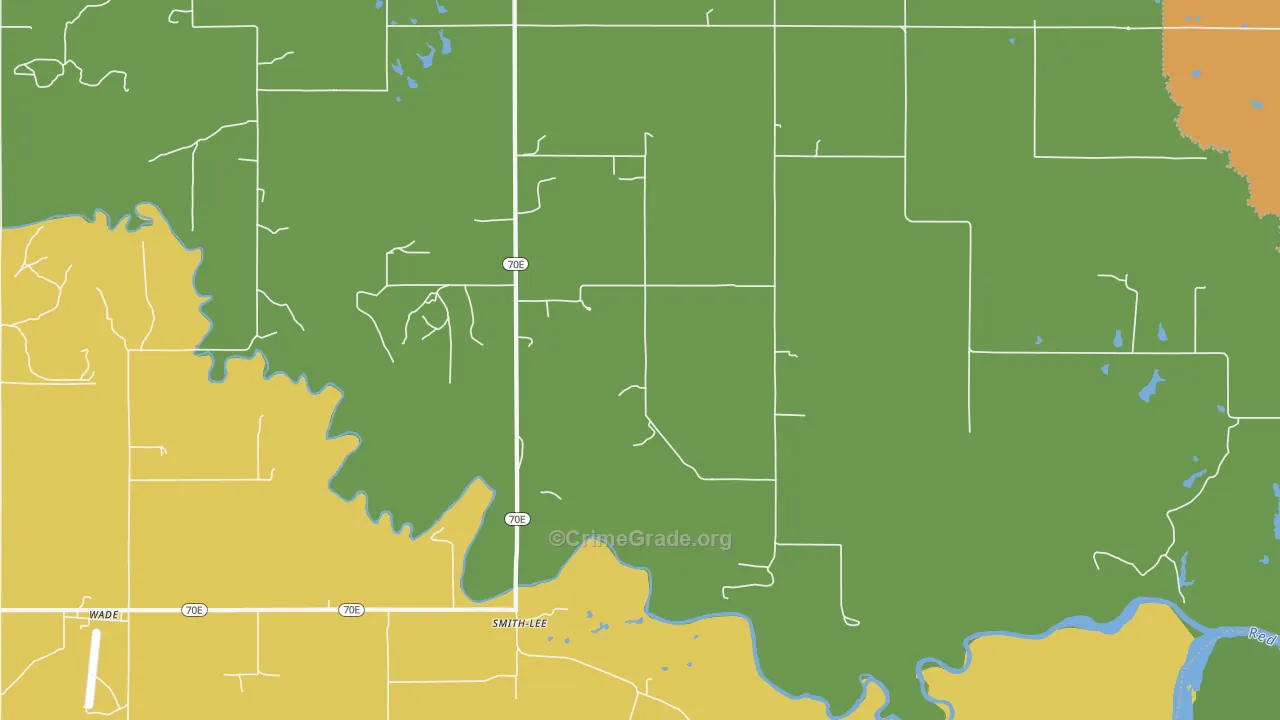 Smith-Lee, OK Map of Vehicle Theft Rates